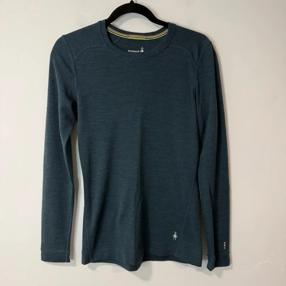 Smartwool Women's Merino Wool Crew Baselayer Merino Long Sleeve Medium Teal - Picture 1 of 6